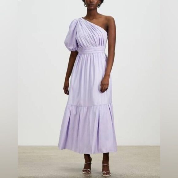 NWT Self Portrait Maxi Lilac Dress One Shoulder Purple Size 2 - Picture 8 of 8